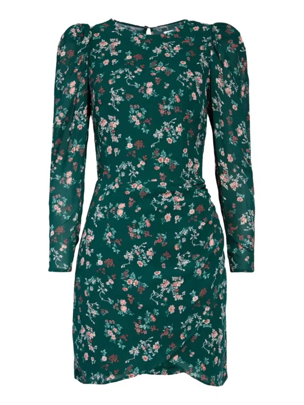 Reformation Juni Green Floral Long-Sleeve Mini Dress